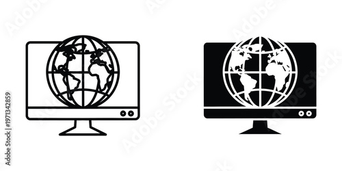 Contrast between a standard and a dark-themed computer screen displaying a globe