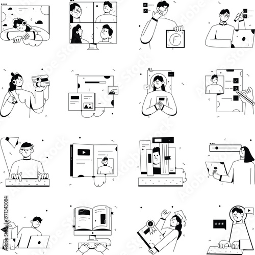 Collection of Education and Learning Doodle Style Illustrations 
