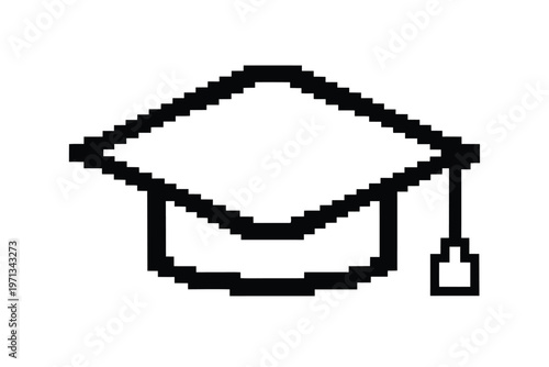 Black and white graduation cap silhouette, minimalist vector art for education and achievement