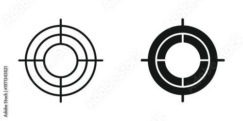 Comparison of concentric circles with and without filled ring areas