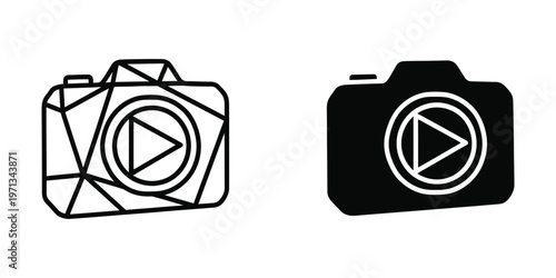 Two distinct camera icons with play button symbols inside the viewfinder