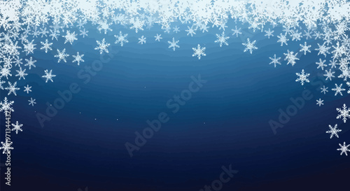 A deep blue background featuring a gentle gradient with falling white snowflakes at the top edge Vector