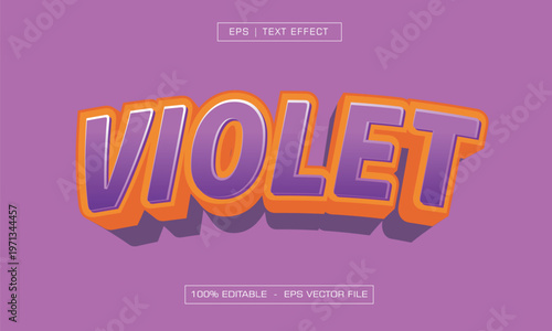3D Violet and Orange Cartoon Style Editable Text Effect