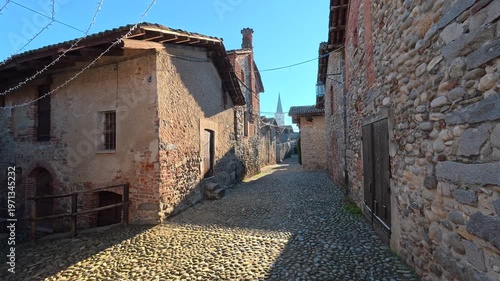 Street at Richetto in Candelo, fortified structure dating back to the late Middle Ages (13th–14th centuries).