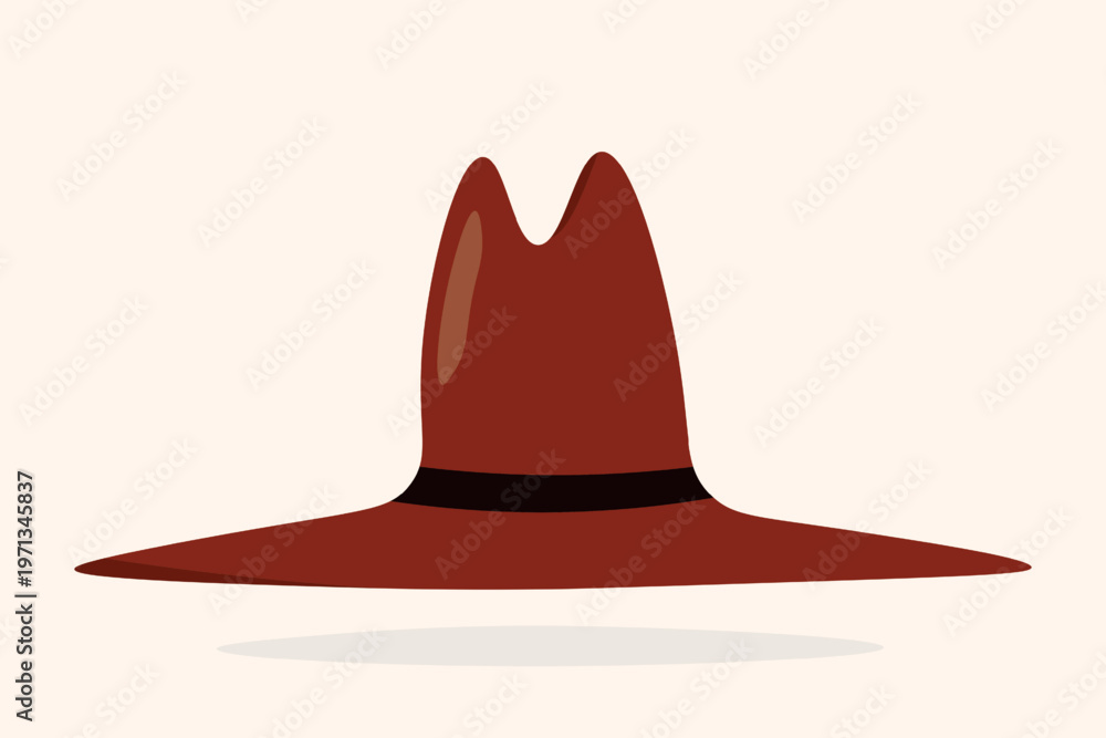 Fototapeta premium Elegant woman's hat isolated on white background. Headgear vector illustration for woman, girl or ladies. Summer sun protection. Doodle vector art. Single icon. Fashion flat sketch.