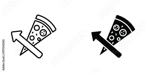 Illustration of pizza slices with crossed swords symbolizing rivalry or competition