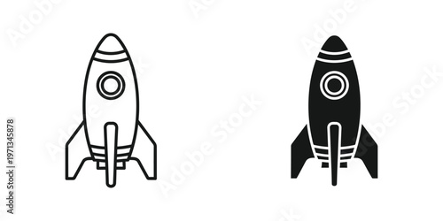 Contrast between a white and black space rocket design illustration