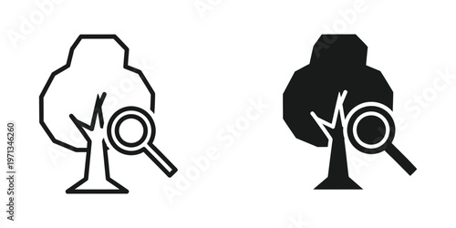 Contrast between visibility and obscurity through a magnifying glass near a tree