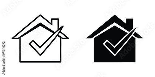 Contrast of house icons with positive and negative space design elements