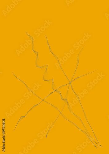 Blue wavy lines on yellow. Abstract graphic background.