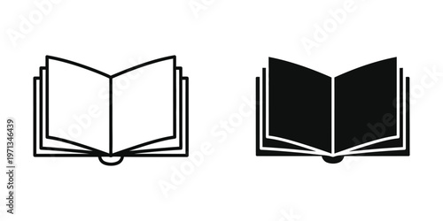 Open book icons contrasting empty and filled pages for visual comparison