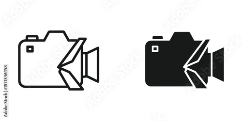 Contrasting camera icons depicting a standard camera and a cracked camera lens