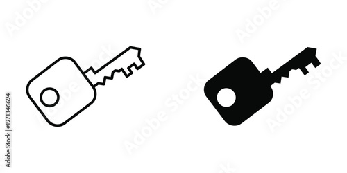 Comparison of a traditional and modern key design in black and white.