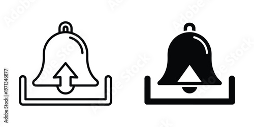 Illustration comparing a ringing bell and a silent bell with clapper locked in place
