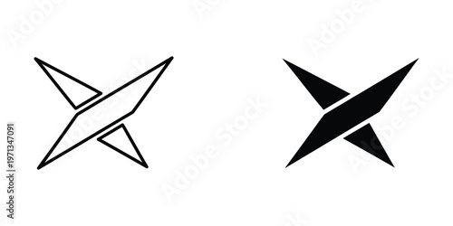 Two contrasting geometric starburst designs with differing line weights and fill styles