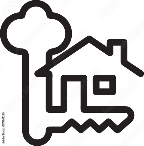 House and key icon symbolizing home ownership or real estate.