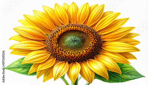 Detailed hand drawn sunflower illustration for botanical art