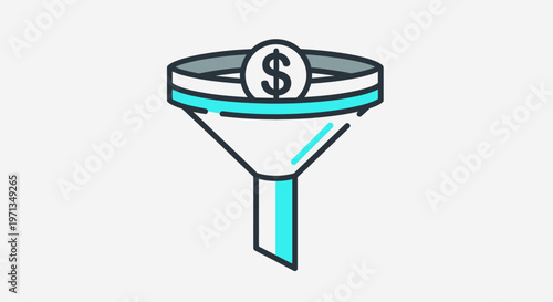 Money funnel with dollar sign, business concept, financial investment, lead generation