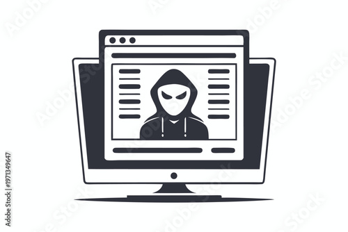 Black and White Pixel Art Hacker Terminal Screen Interface for Cybersecurity Concept