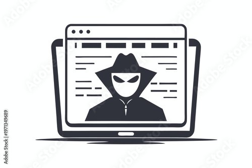 Black and White Pixel Art Hacker Terminal Screen Interface for Cybersecurity Concept