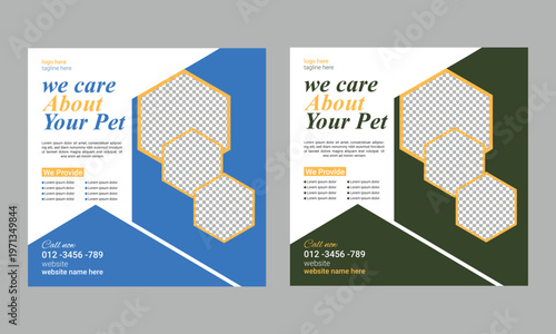 Pet care promotional social media post template
