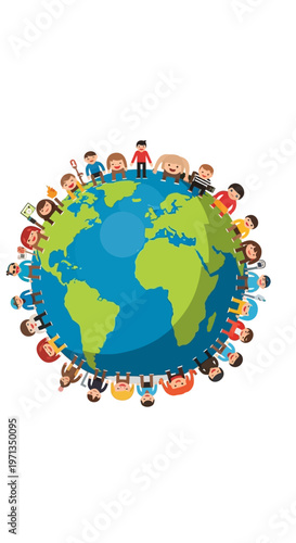 Diverse People Around The World Globe.