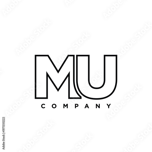 Letter M and U, MU logo design template. Minimal monogram initial based logotype.