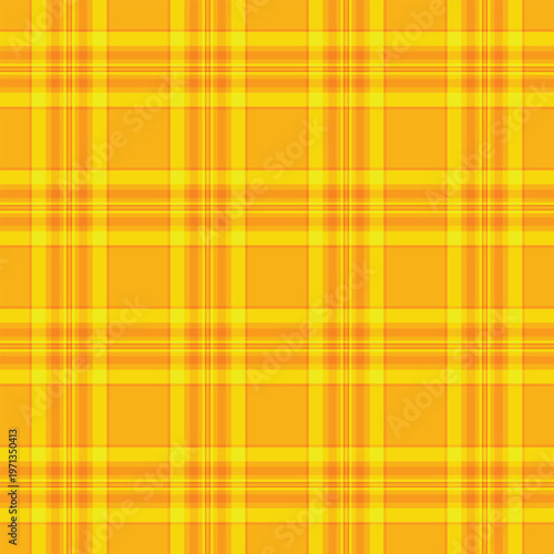 1970s textile pattern seamless, luxury texture fabric tartan. Retro check vector plaid background in bright and royal gold colors.