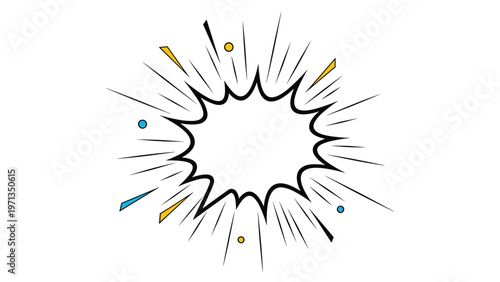 Spiky comic book speech bubble with sharp edges and radiating lines on a white background, perfect for loud and urgent messages.
