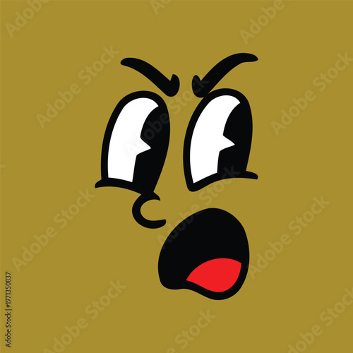 Funny cartoon face with surprised expression vector illustration graphic