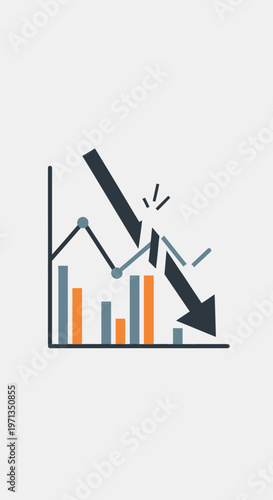 Graph with Downward Trend Arrow Chart.