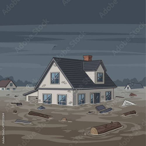 House Damaged by Flood Water.