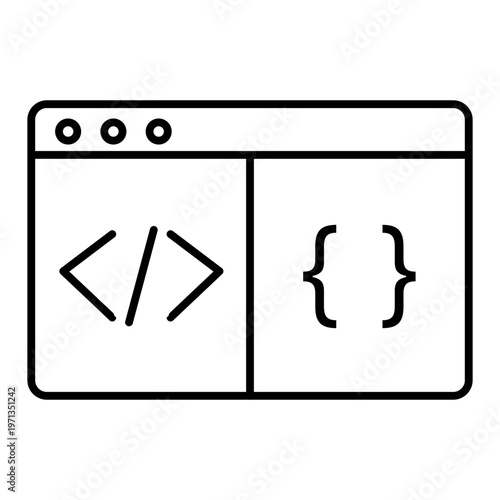 frontend and backend code split icon with editable stroke