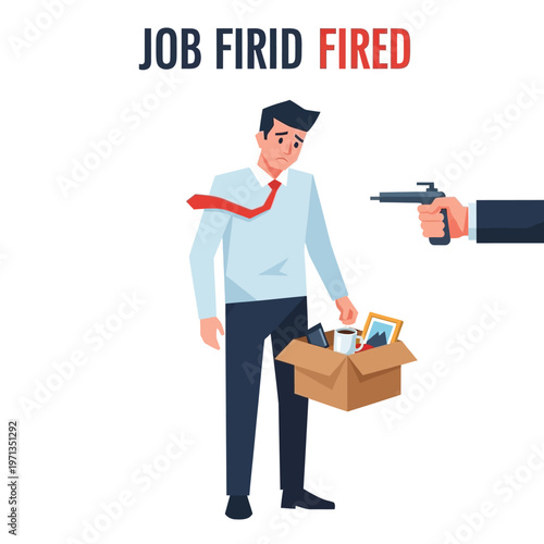 Man holding box being fired job.