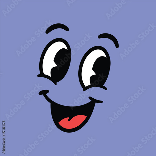 Smiling face vector illustration with winking eyes and red lips design