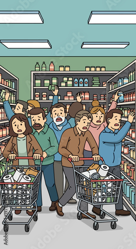 People Shopping in a Grocery Store.
