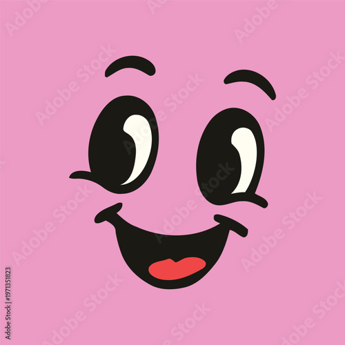 Colorful cartoon smiling face vector graphic illustration with winking eyes