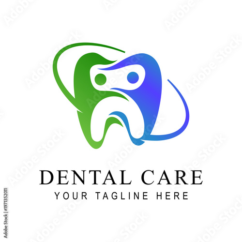 Abstract Modern Dental Care Clinic Logo Template with Stylized Tooth