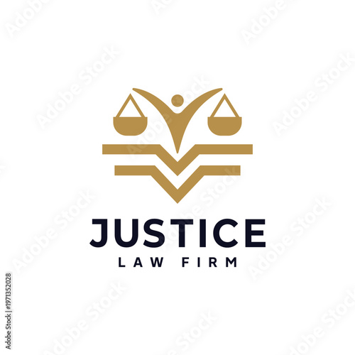 Justice Balance Human Figure Logo Legal Equality Law Firm Symbol Vector