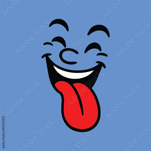 Funny face vector illustration with tongue out and winking eyes design