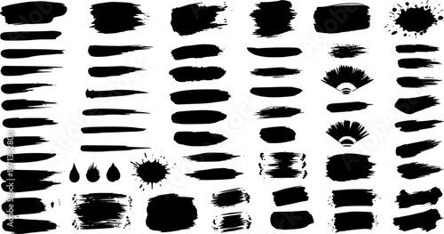 Paint brushes strokes mega set. Vector illustration