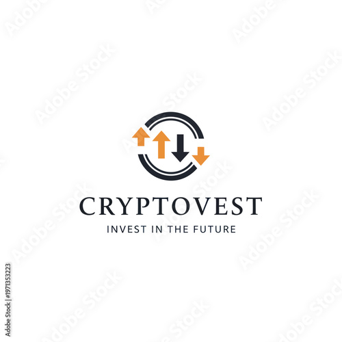 Cryptovest Logo Featuring Arrows in a Circular Design, Representing Investment Fluctuations.