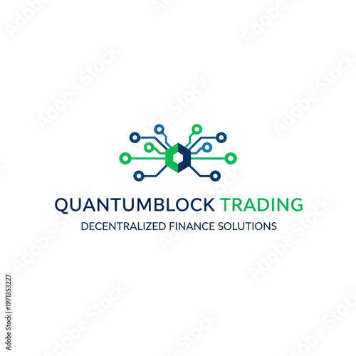 Quantumblock Trading Logo Featuring a Stylized Circuit Board Design for Decentralized Finance Solutions.