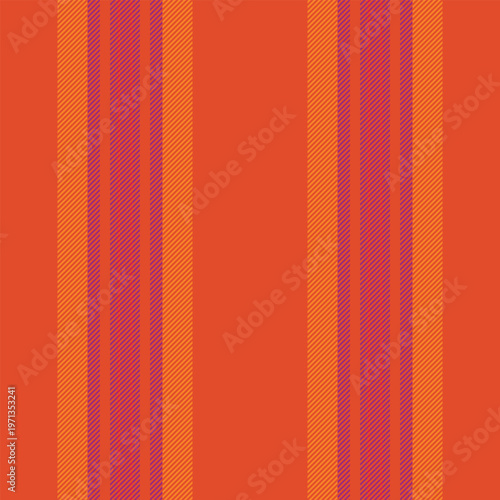 Tarvest pattern vector vertical, free seamless texture fabric. Ualentine stripe background textile lines in red and vivid tangerine colors.