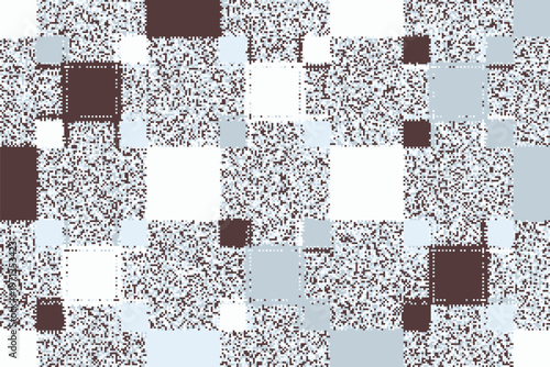 Futuristic glitch pattern with broken lines and layered noise. The grunge finish adds a tactile dimension.