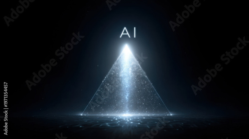 minimal futuristic pyramid with artificial intelligence concept on dark background
