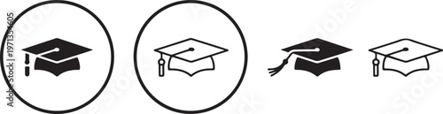mortarboard icons filled and outline variations for logo and ui