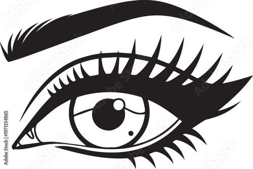 Close-up of a beautiful female eye with a delicate iris and long eyelashes.