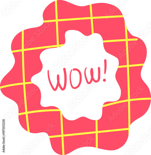 Cute frame with tablecloth texture and inscription Wow! Children's photo frames.