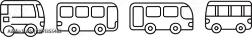 bus vector icons front view side view simple transport symbols